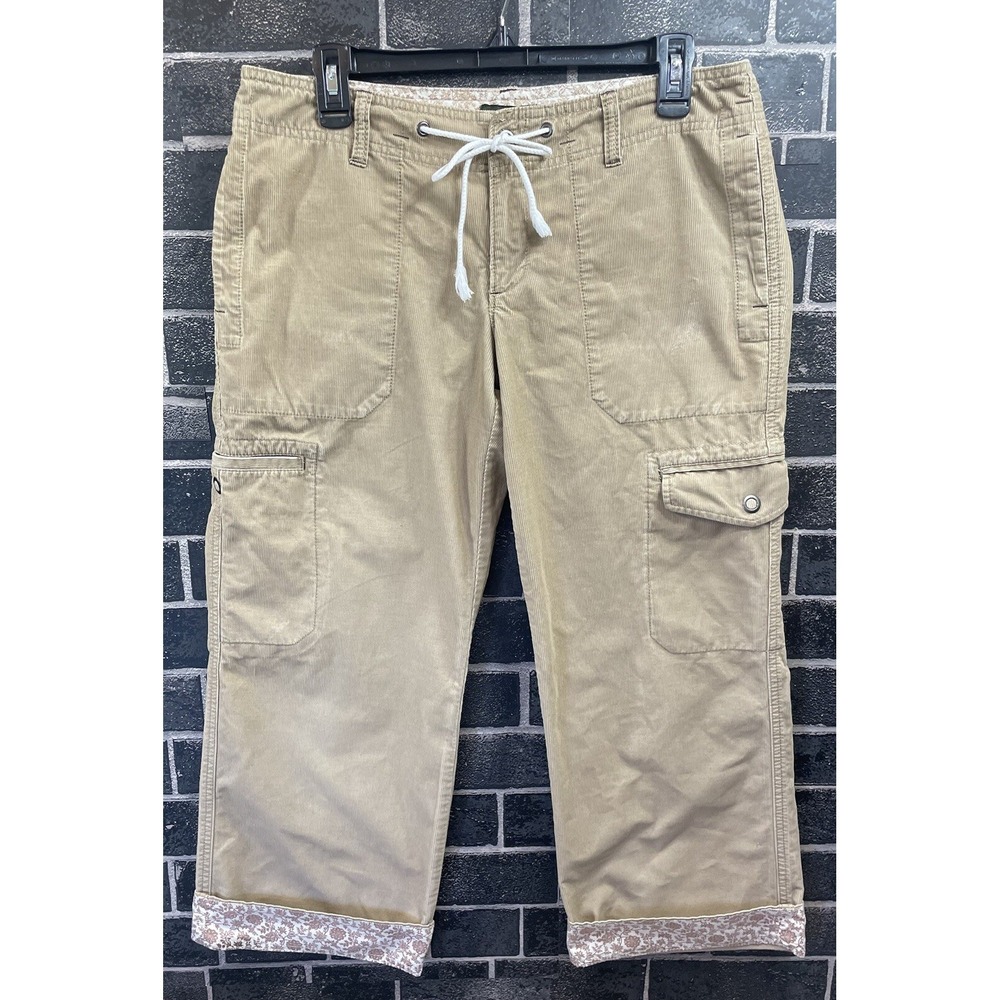 Eddie Bauer Womens Corduroy Cargo Pants Size 8 Petite Drawstring‎ 100% Cotton